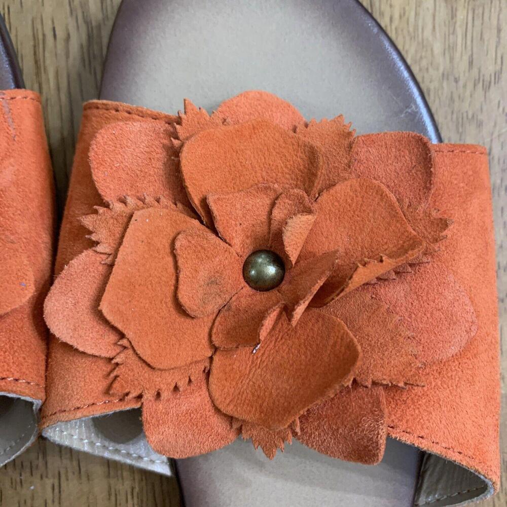Women's Mariella Made in Italy 8M Slides Shoes Orange Slippers Flower Le… - Picture 2 of 7